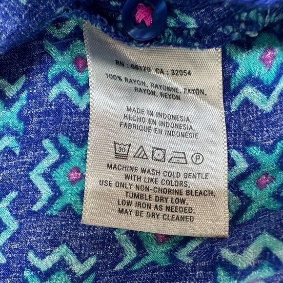 Anthropologie Maeve Button Down Sleeveless Top Blue Print Size 2 - Picture 7 of 8